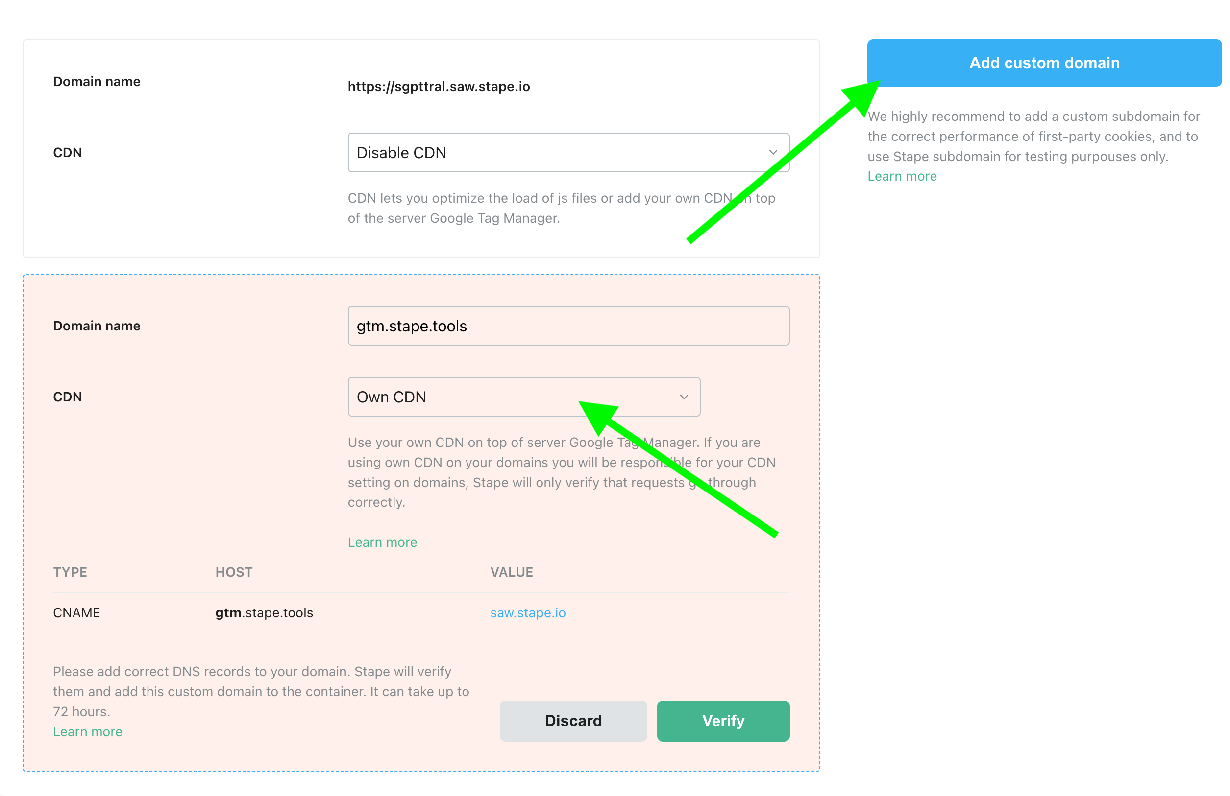 How to use Own CDN on Stape – Stape