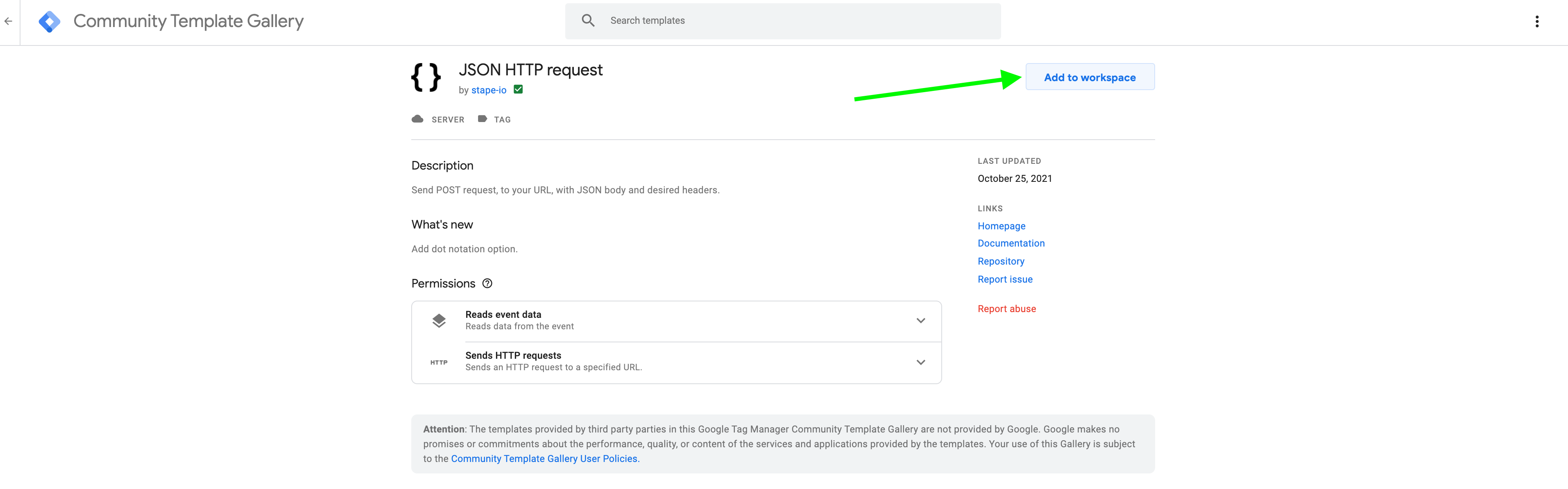 JSON HTTP Request Stape